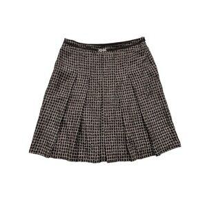 Ann Taylor Silk Pleated Midi Skirt Brown Tan Geometric Print Women's Size 12